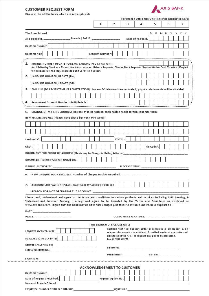 Sbh Cheque Book Request Form